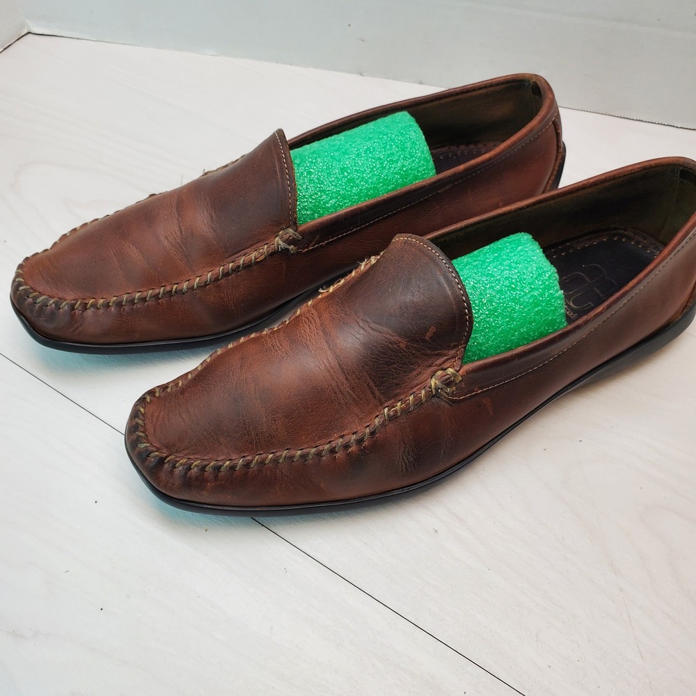 Allen Edmonds El Paso Mens Brown Leather Moc Toe Whipstitch Loafers 12 3E Preppy